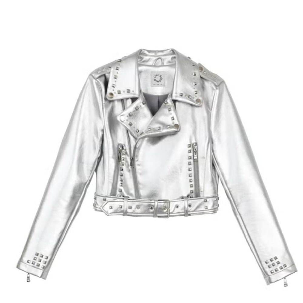 Lili Sidonio Metallic Cropped Bomber Jacket